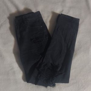 American Eagle Distressed Comfort Stretch Waist Black Mom Jeans
